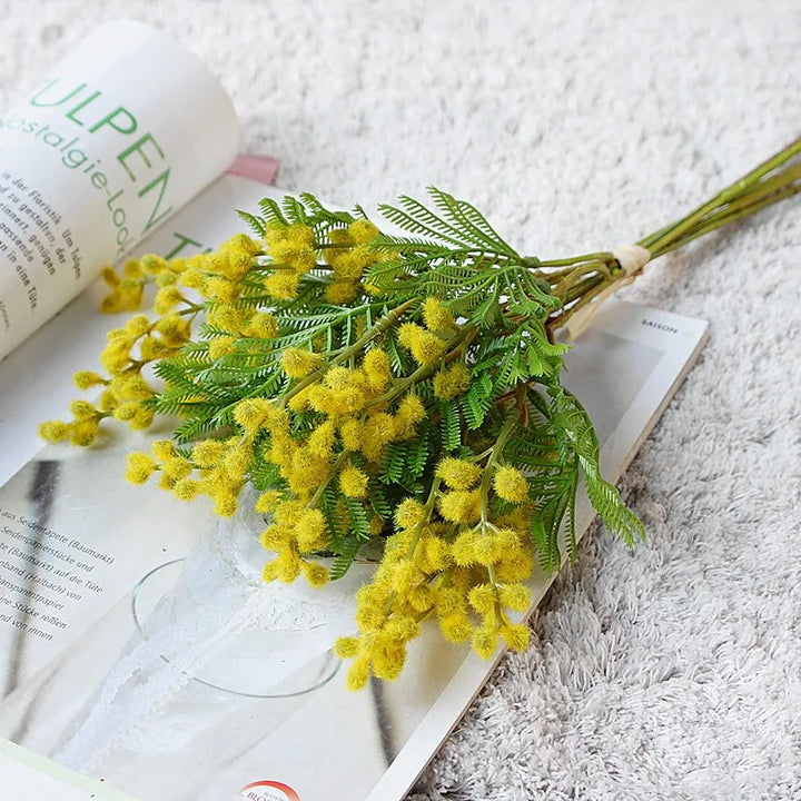 Floris 14 Inch Artificial Acacia Mimosa Faux Flower