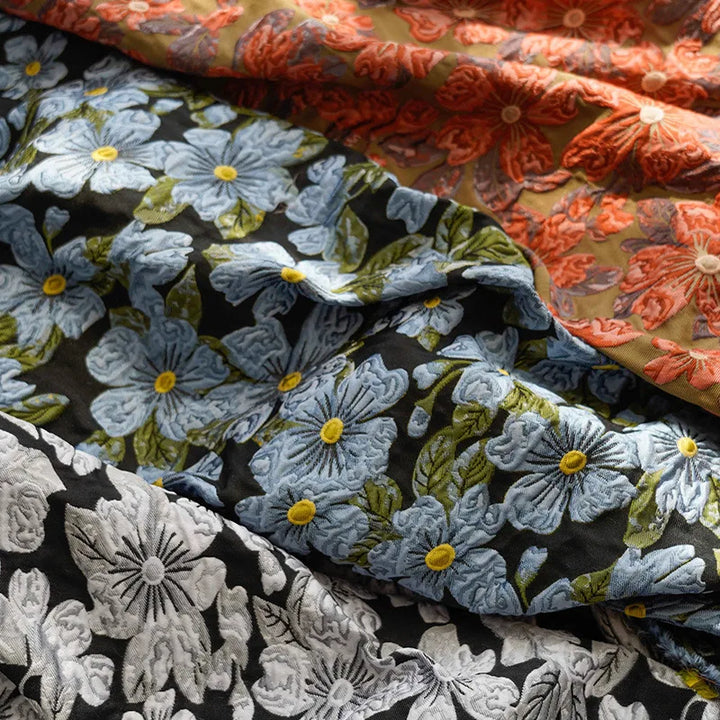 Mosimomo Embossed Flowers Yarn Dyed Jacquard Fabric