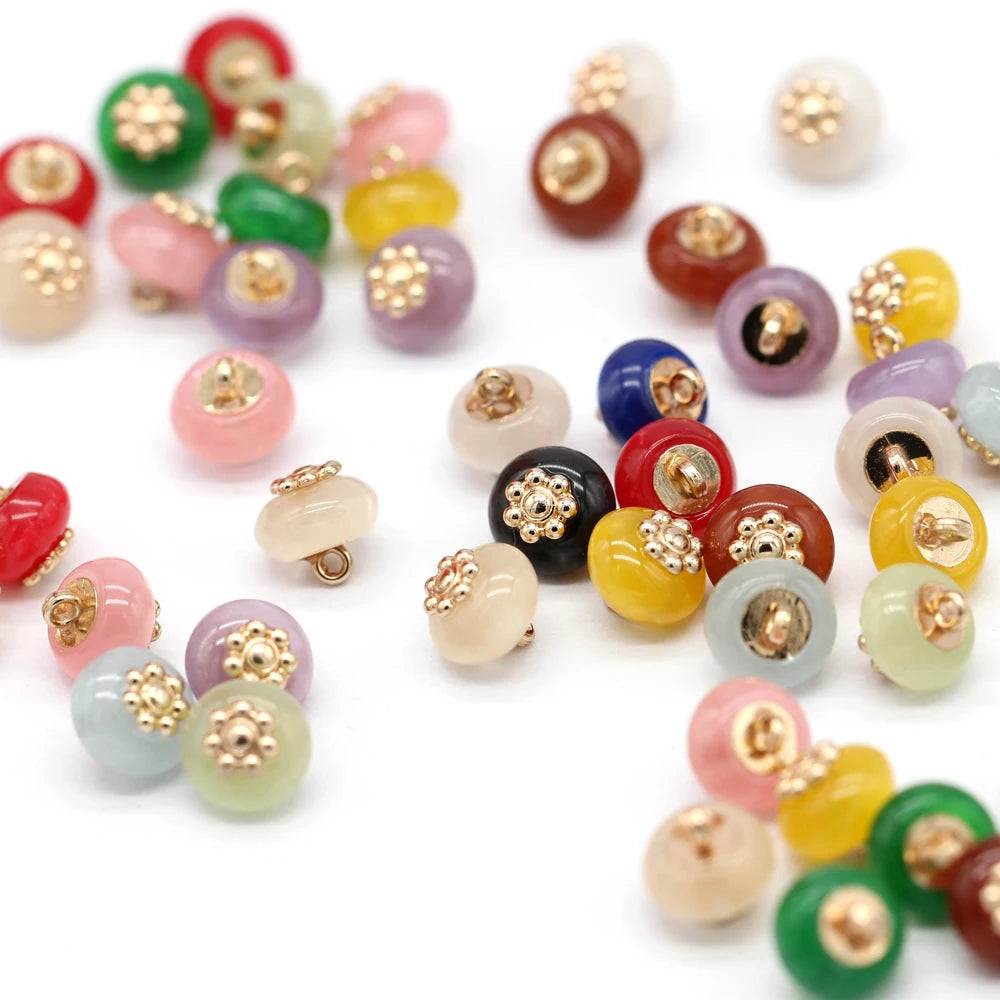 Hezoel 10mm Small Colorful Resin Button - 10 PC