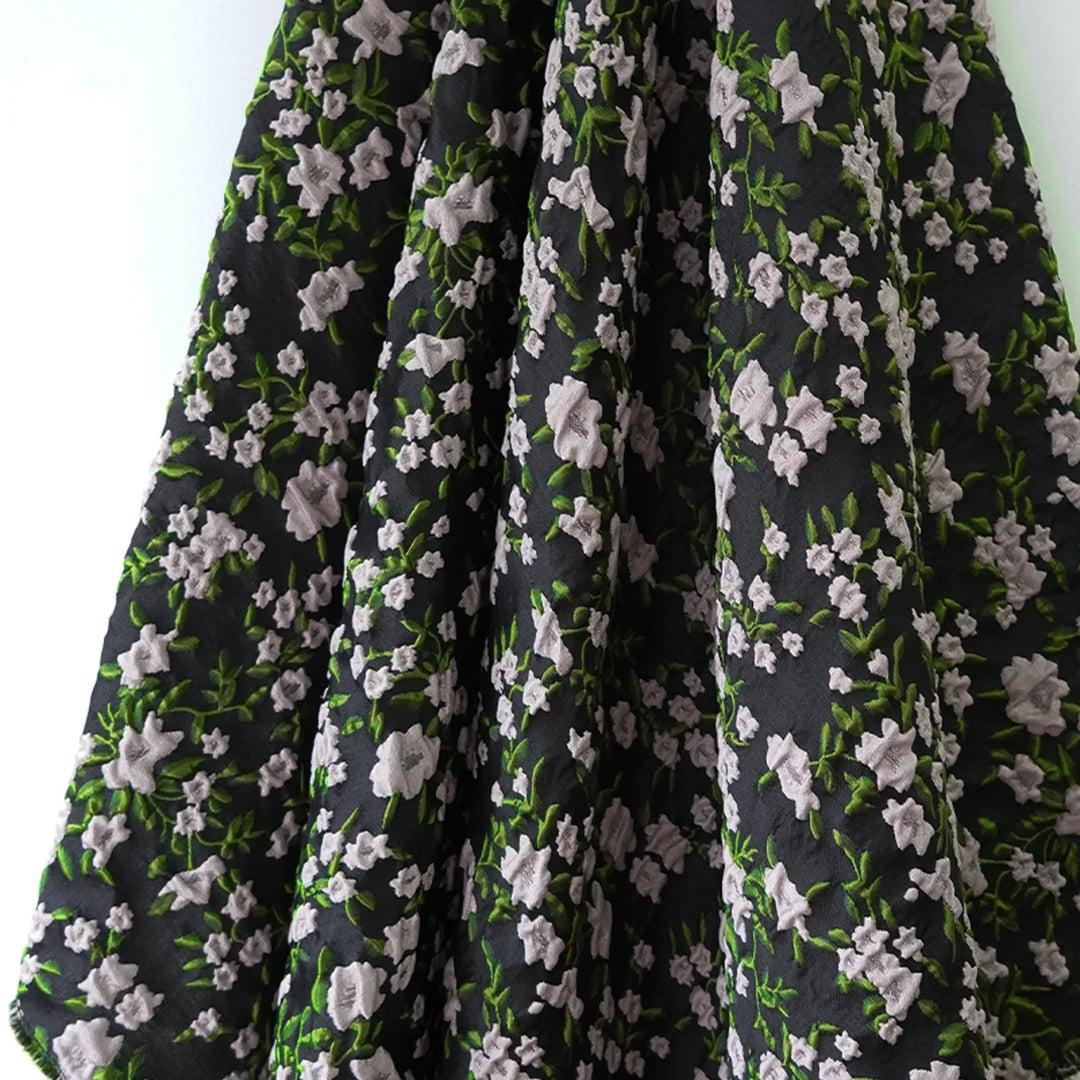 Kajana Black Small Floral Woven Jacquard Fabric