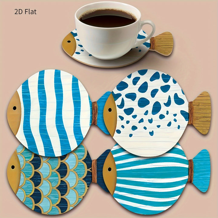 4/8pcs 4 inch Artistic Painted Wooden Coasters