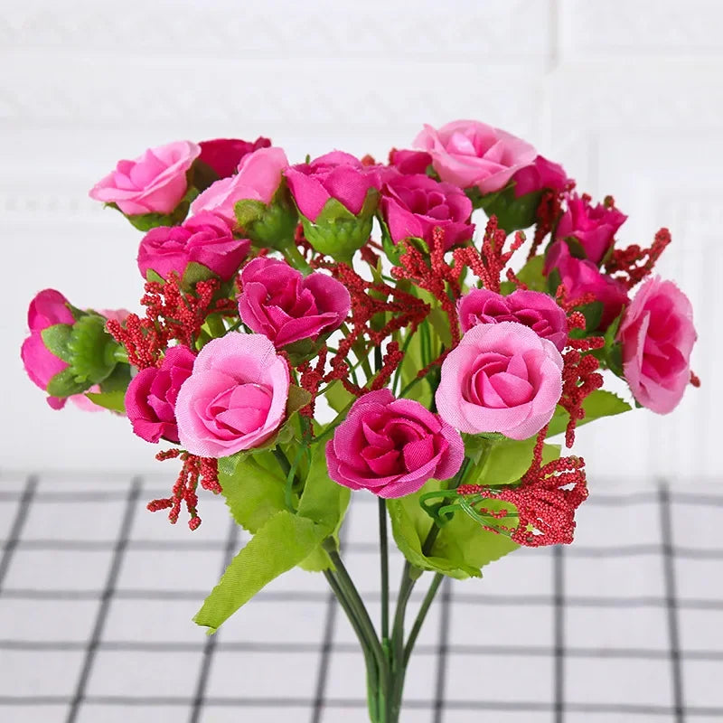 Zora 7 Fork Spring Color 21 Head Diamond Artificial Rose Flower