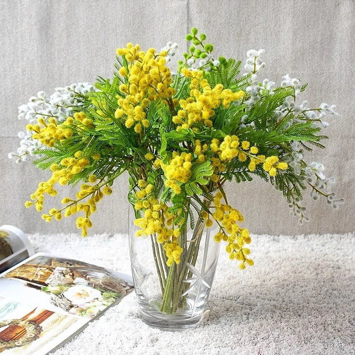 Floris 14 Inch Artificial Acacia Mimosa Faux Flower