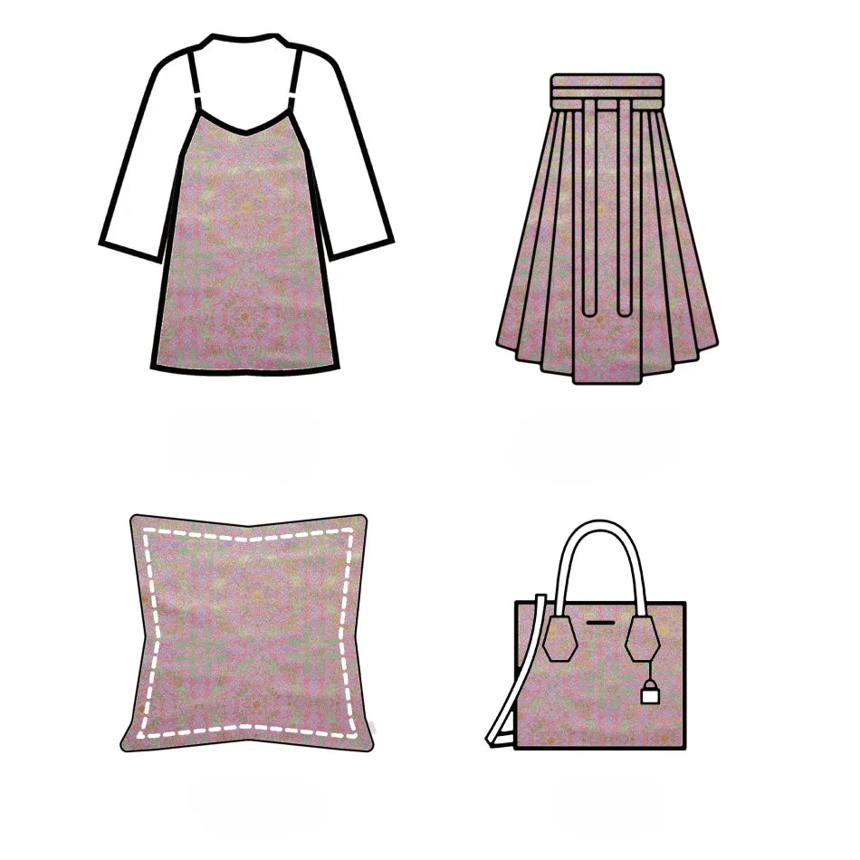 Maesel Ethnic Style Pink Gold Flower Jacquard Fabric