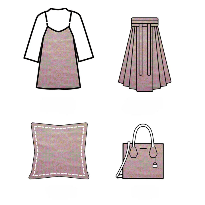 Maesel Ethnic Style Pink Gold Flower Jacquard Fabric