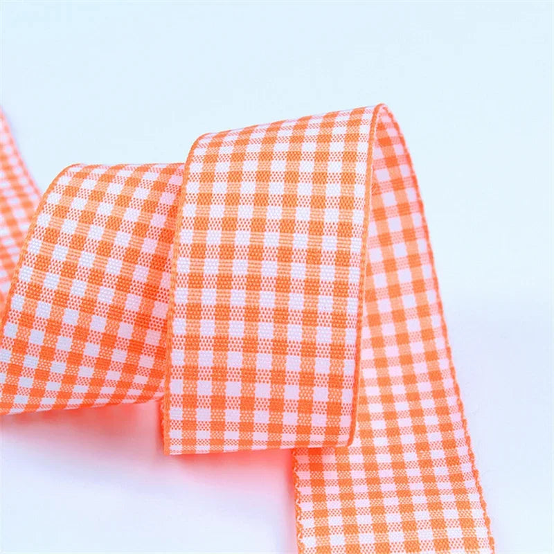 5 Yards / Lattice Plaid Gift Wrapping Polyester Ribbon