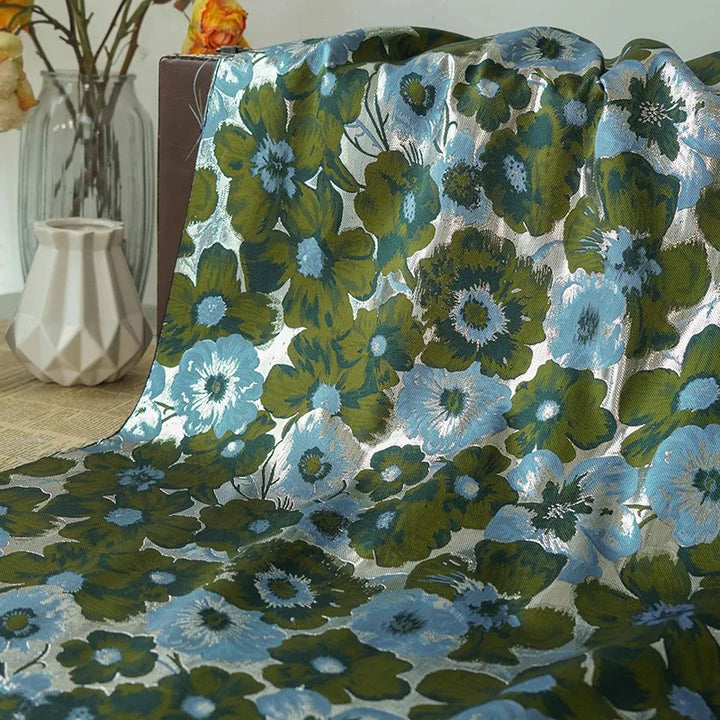 Vorel Blue Green Color Jacquard Brocade Fabric