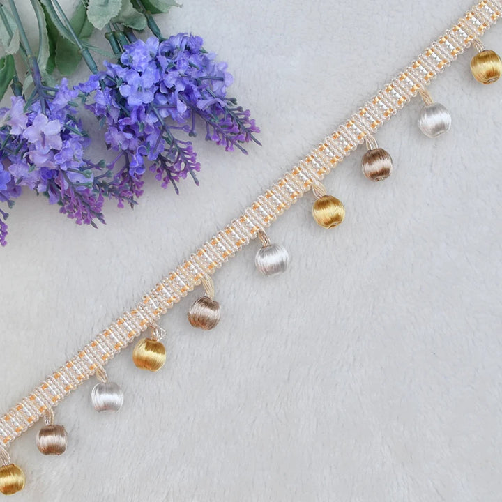 Tolore Pompom Beaded Fringe Trim