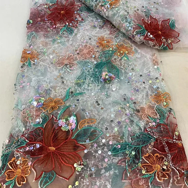 5 YARDS / 5 COLORS / Ophelia Beaded Embroidery Bridal Mesh Lace Fabric