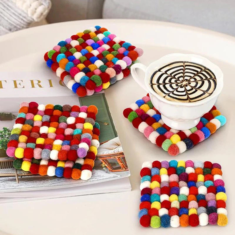 4 Inch Handmade Wool Felt Small Coaster