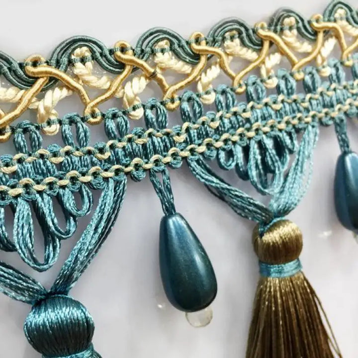 12 yards / 6 Colors / RAYMOND Beaded Ball Tassel Fringe Trim