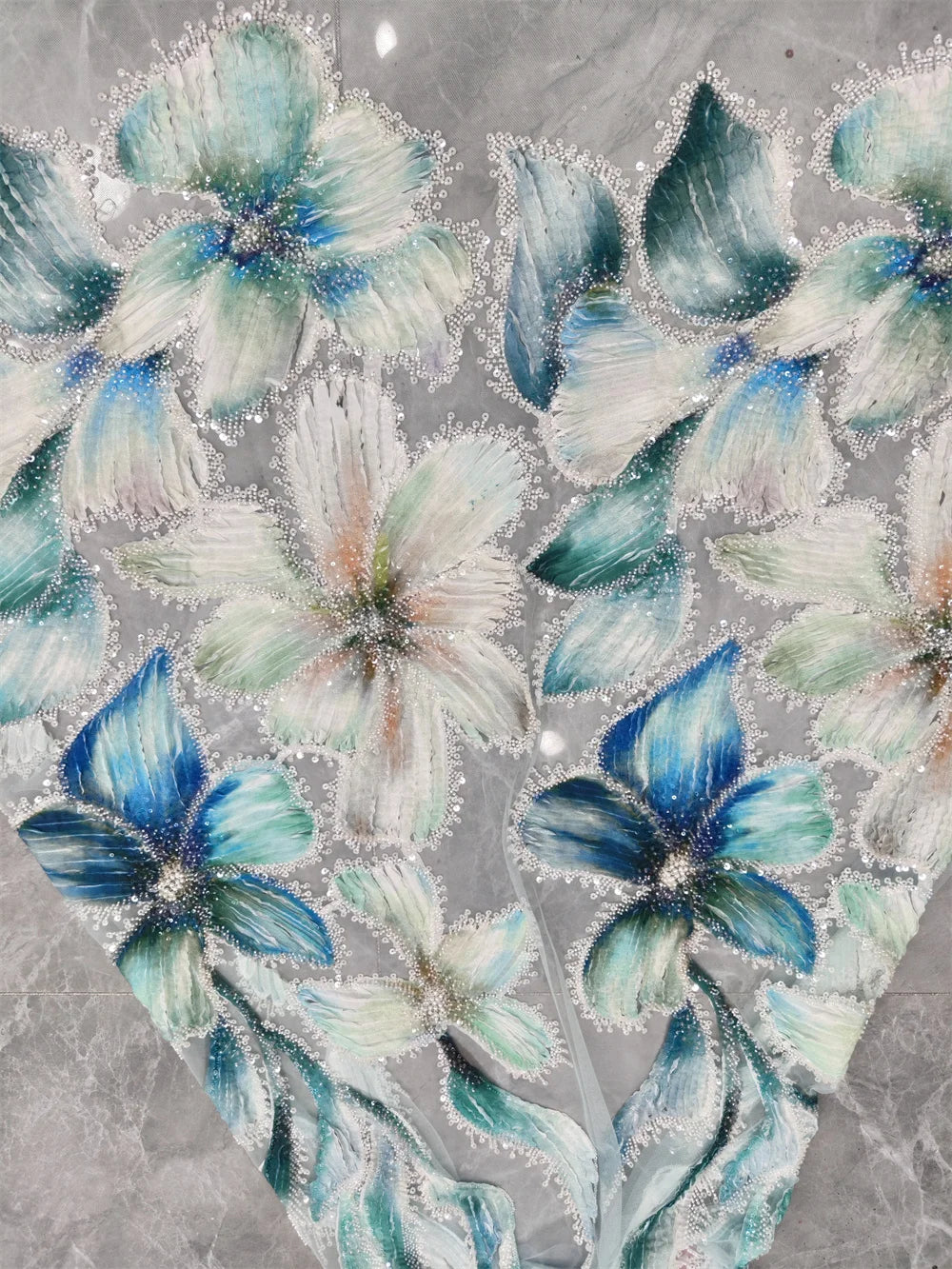 5 YARDS / 4 COLORS / Beauclaire Beaded Embroidery Bridal Mesh Lace Fabric