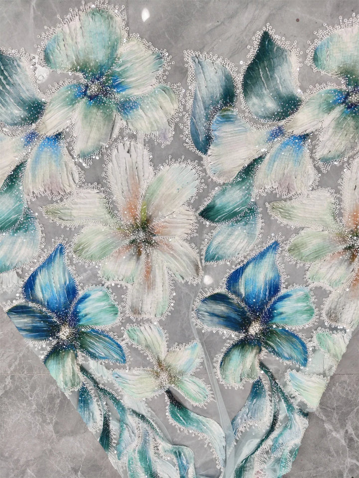 5 YARDS / 4 COLORS / Beauclaire Beaded Embroidery Bridal Mesh Lace Fabric