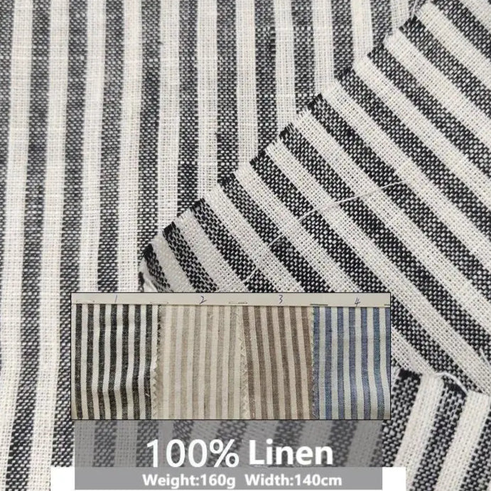 4 Colors/ Naif Stripes 100% Linen Fabric