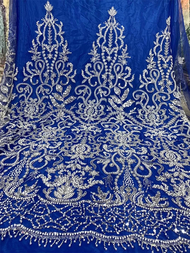 5 YARDS / 13 COLORS / Luxoria Beaded Embroidery Bridal Mesh Lace Fabric