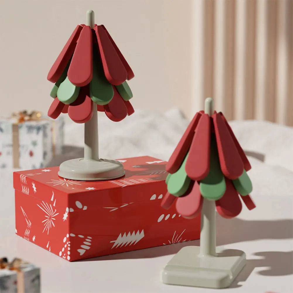 1/3Pcs Tree Shaped Trivet Stackable Christmas Themed Multi-Function Coaster