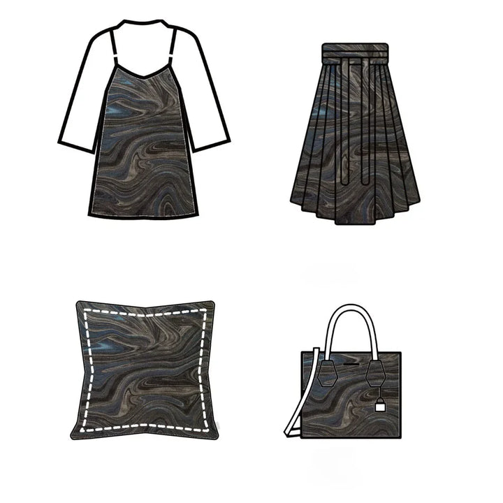 Renier Black Blue Gold Abstract Jacquard Fabric