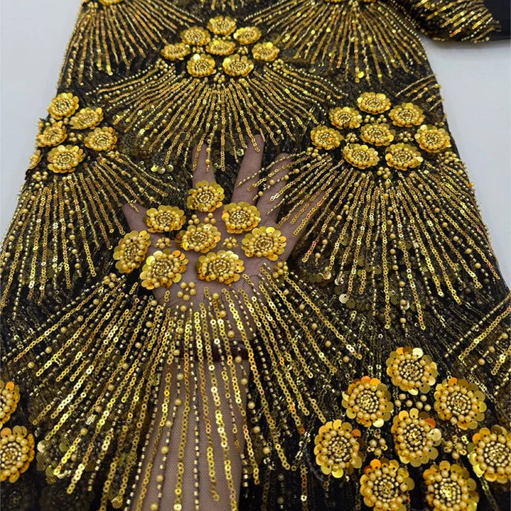 5 YARDS / 7 COLORS / Rosalind Beaded Embroidery Bridal Mesh Lace Fabric