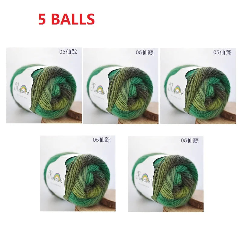 100% Wool Yarn Rainbow Color for Hand Knitting Crochet