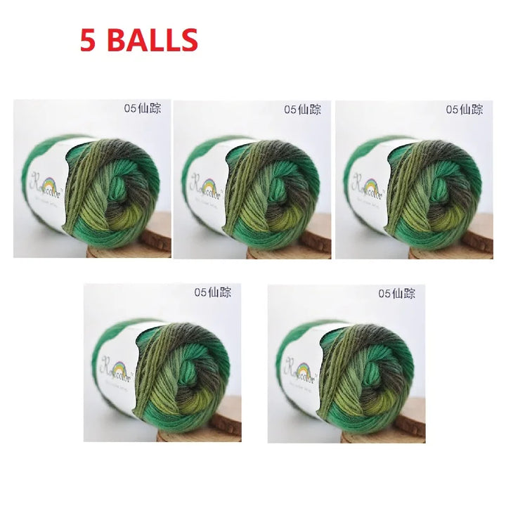 100% Wool Yarn Rainbow Color for Hand Knitting Crochet