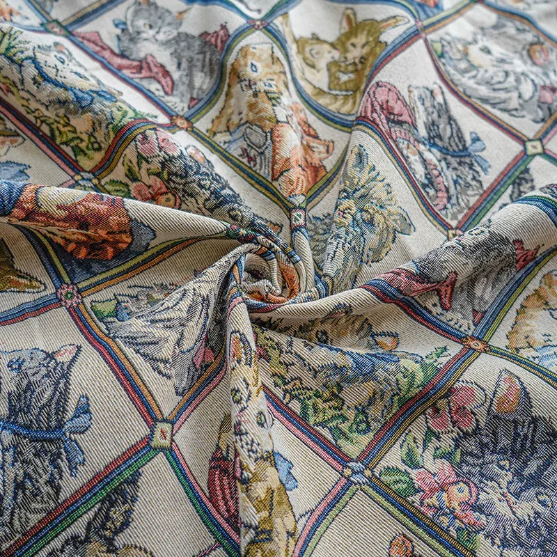 My Cat Friends Butterflies Woven Chenille Fabric