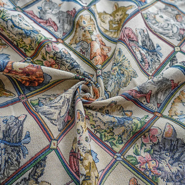 My Cat Friends Butterflies Woven Chenille Fabric