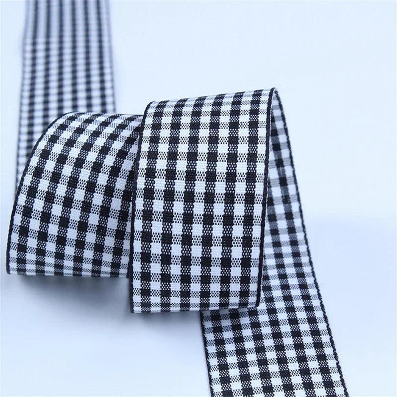 5 Yards / Lattice Plaid Gift Wrapping Polyester Ribbon