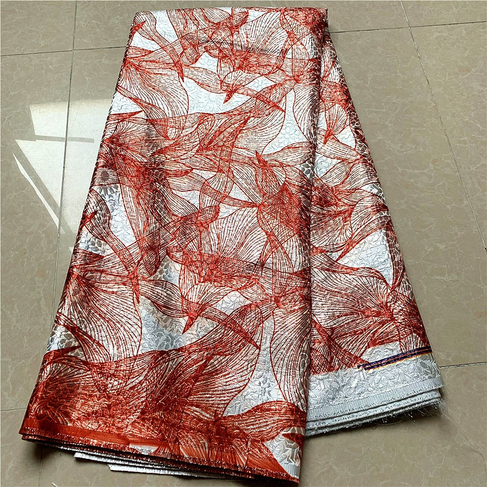 5 YARDS / 4 COLORS / Graphic Floral Lines Viscose Jacquard Woven Fabric for Dresses, Jackets, Suits, Shirts, Skirts Lining