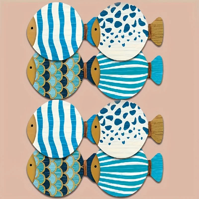 4/8pcs 4 inch Artistic Painted Wooden Coasters