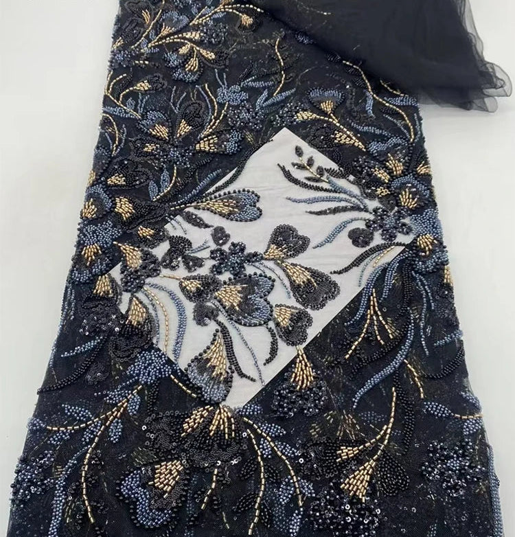 5 YARDS / 9 COLORS / Elowenra Beaded Embroidery Bridal Mesh Lace Fabric