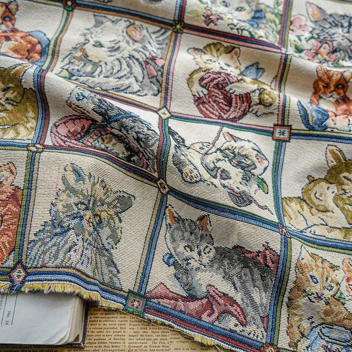 My Cat Friends Butterflies Woven Chenille Fabric