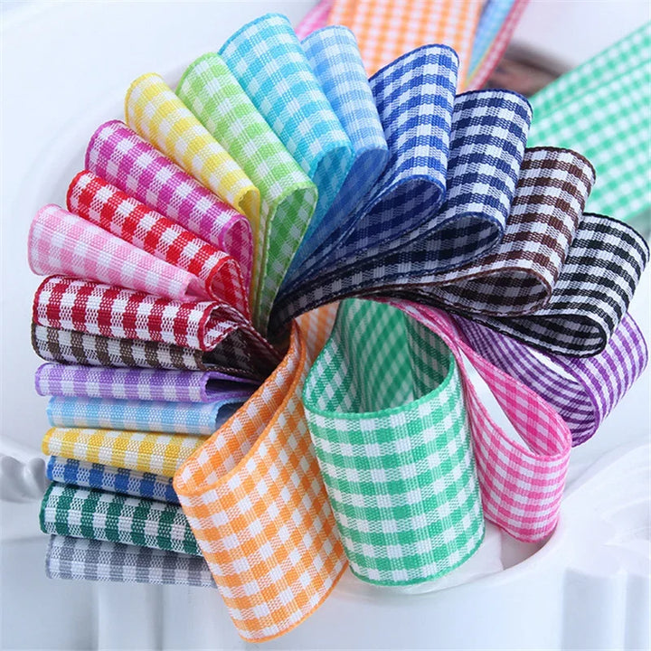 5 Yards / Lattice Plaid Gift Wrapping Polyester Ribbon