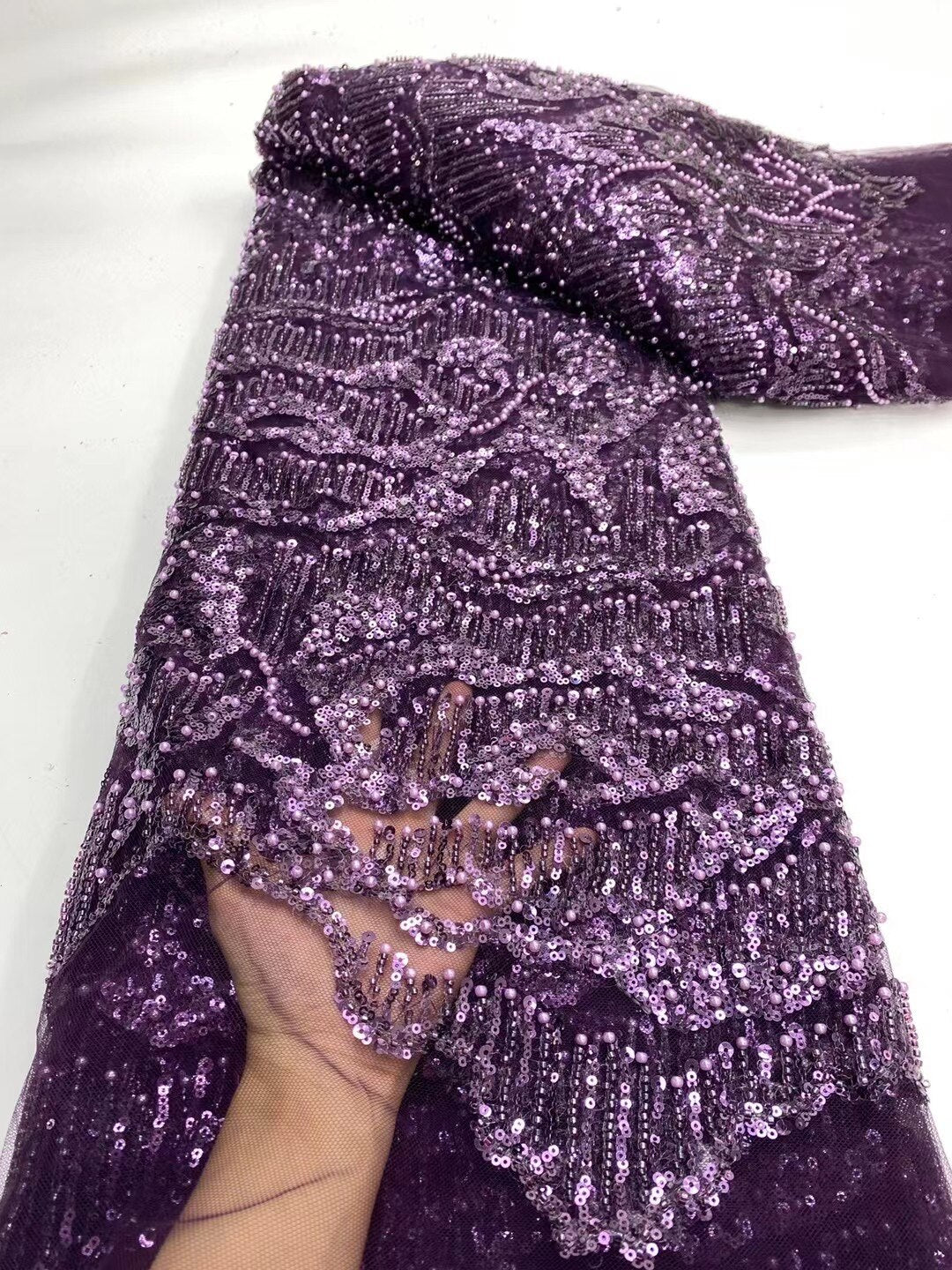 5 YARDS / 13 COLORS / Amir Sequin Beaded Embroidery Glitter Mesh Sparkly Lace Wedding Party Dress Fabric