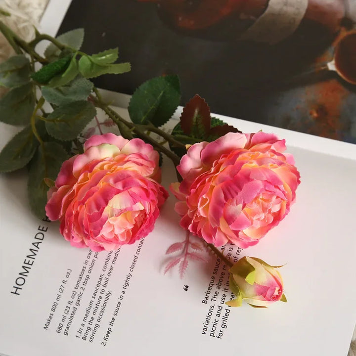 Davia 3 Head Faux Peony Flower