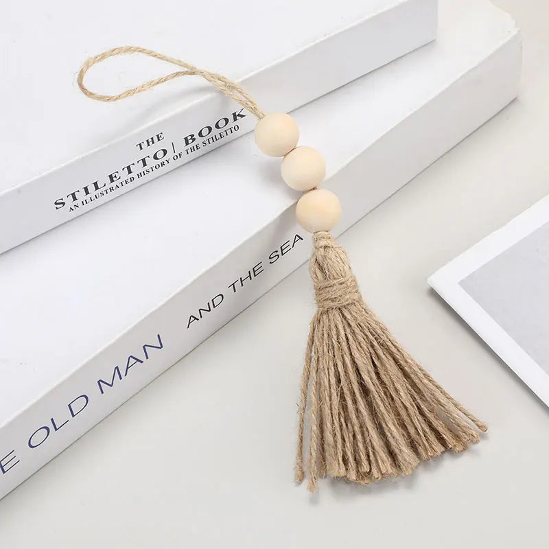 Tasselle Jute Rope Tassels with Wood Beads