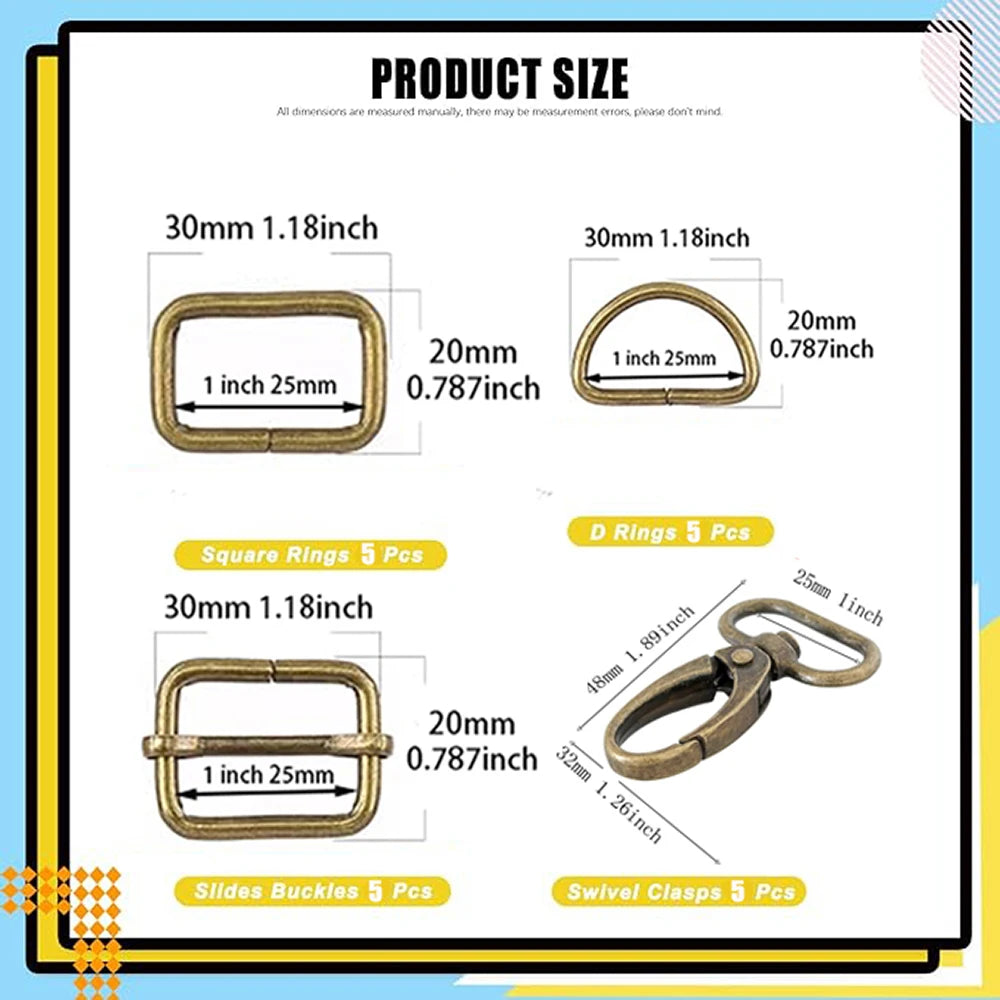 20 SET /  Metal Belt Buckle D Ring Set