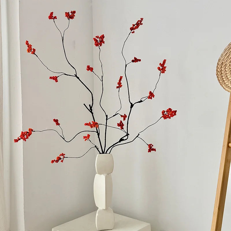 Musa 36 Inch Artificial Red Berry Fruit Branch