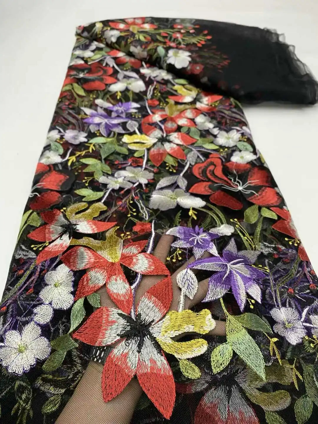 5 Yards / 14 Colors / Ivoryne Multicolor Flowers Tulle Lace Fabric