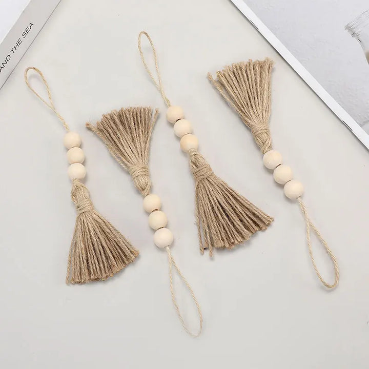 Tasselle Jute Rope Tassels with Wood Beads
