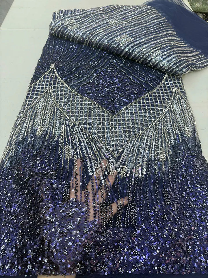 5 YARDS / 8 COLORS / Zeraphiel Beaded Embroidery Bridal Mesh Lace Fabric