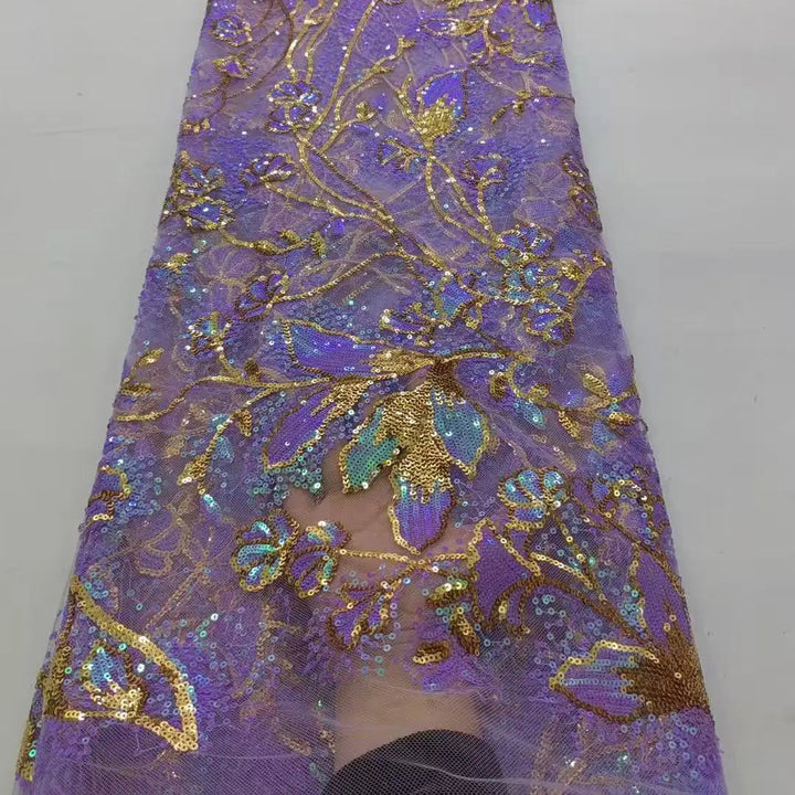 5 YARDS / 9 COLORS / Mandolini Sequin Beaded Embroidery Glitter Mesh Sparkly Lace Wedding Party Dress Fabric