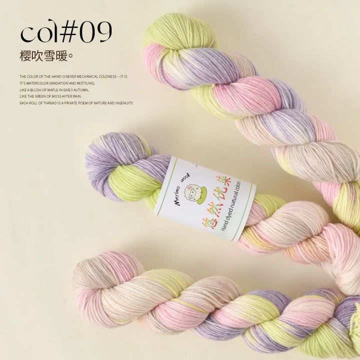 100g Colorful Merino Wool Yarn Handmade Dyed Yarn