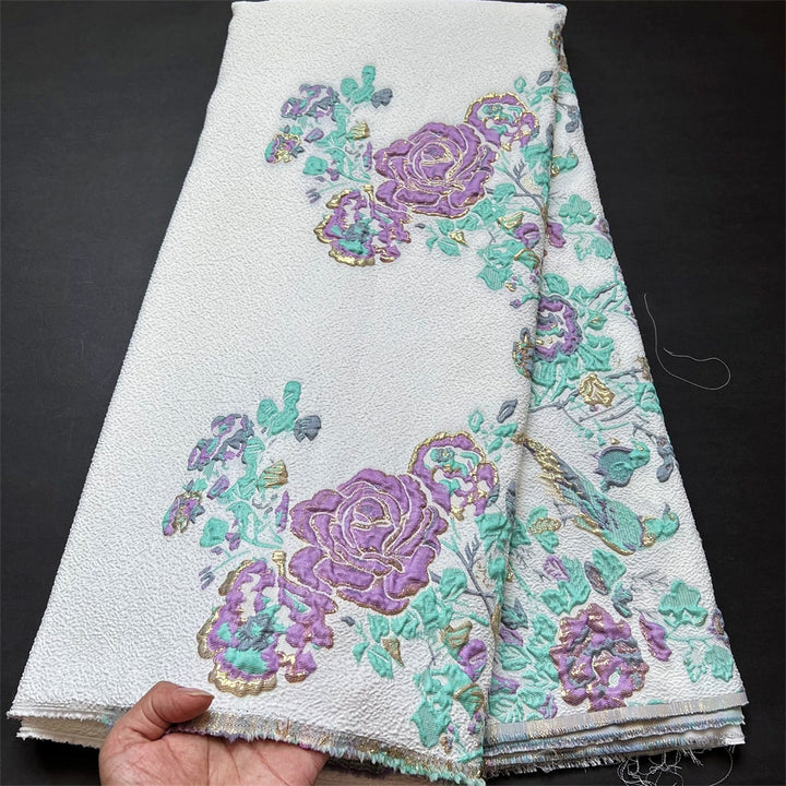 5 YARDS / 7 COLORS / Mari Blooming Roses Viscose Jacquard Woven Fabric for Dresses, Jackets, Suits, Shirts, Skirts Lining