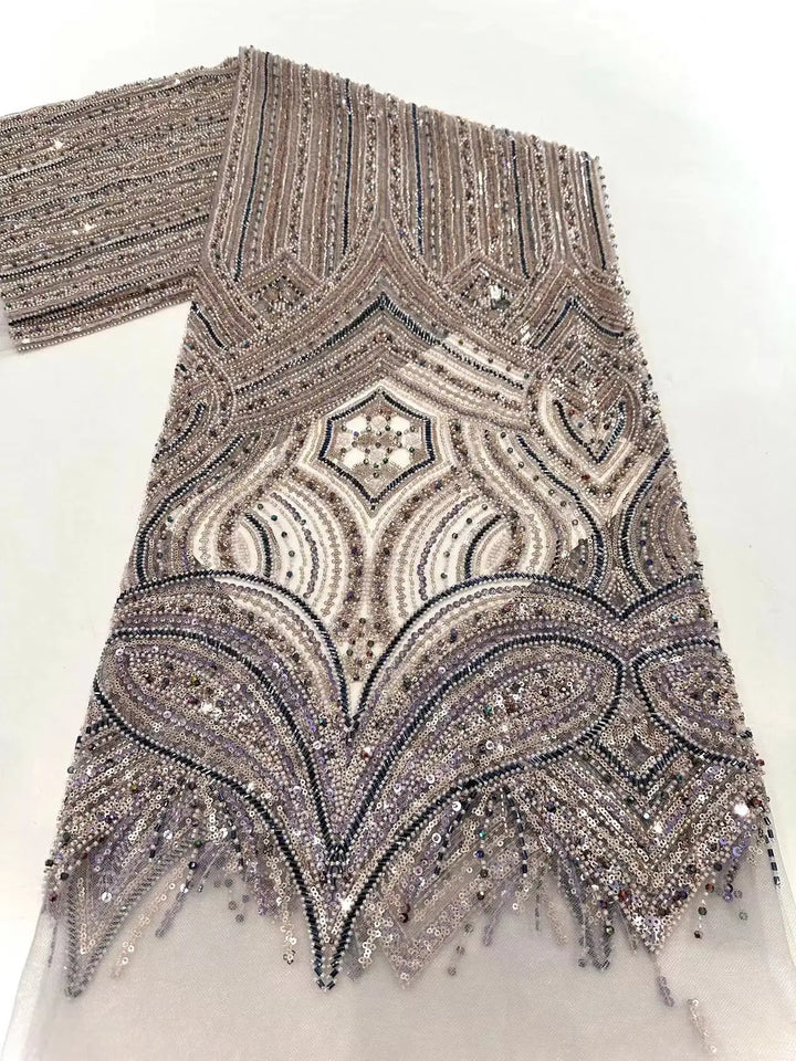 5 YARDS / 7 COLORS / BARAK Sequin Beaded Embroidery Glitter Mesh Dress Lace Fabric