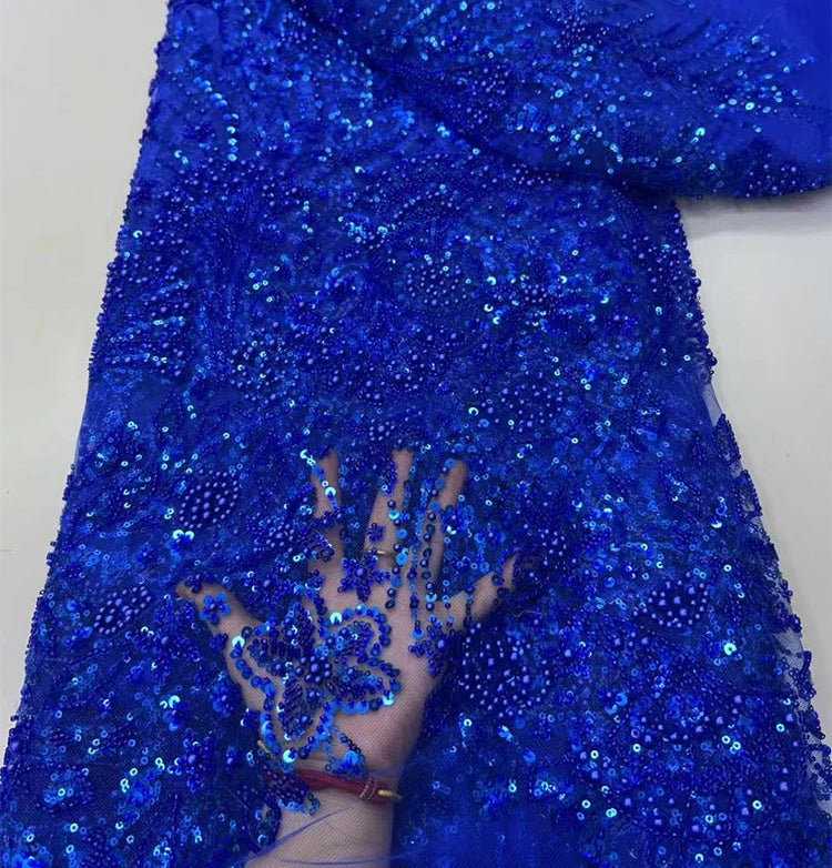 5 YARDS / 8 COLORS / Virelle Beaded Embroidery Bridal Mesh Lace Fabric