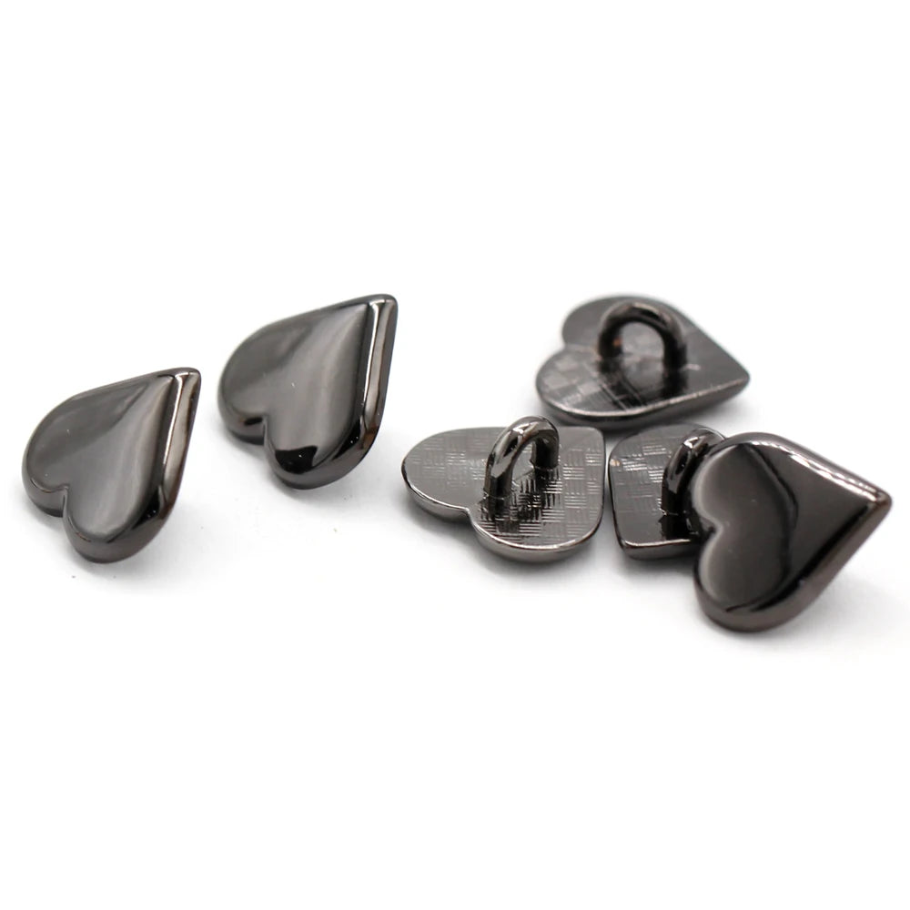 Hearts 11mm Metal Shank Button - 10 PC