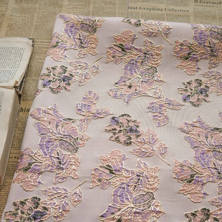 Zairo Golden Pink Yarn Dyed Jacquard Fabric