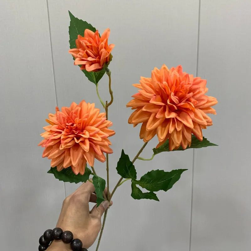 Fake Dahlia Flower with 3 Blooms