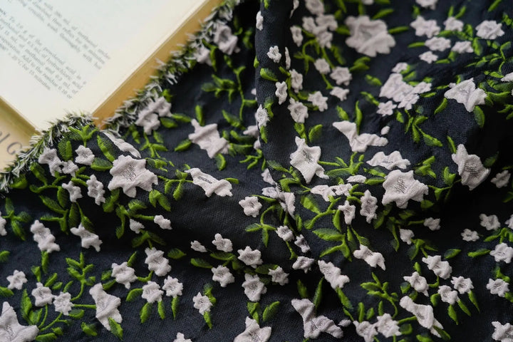 Kajana Black Small Floral Woven Jacquard Fabric