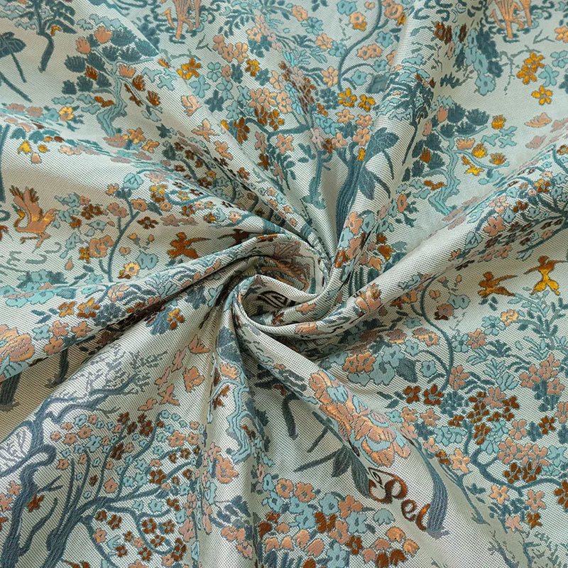 Ava Retro Palace Style Gold Silk Jacquard Fabric